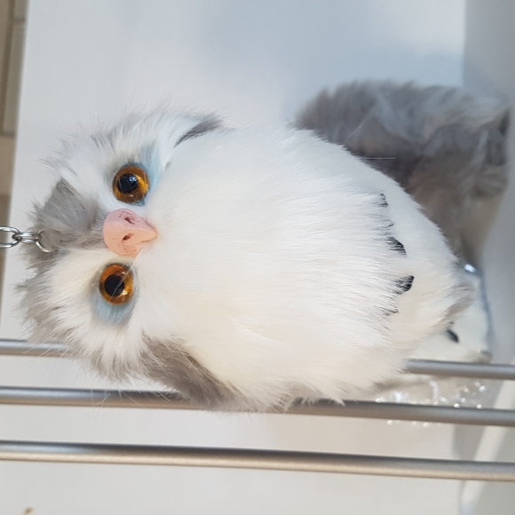 SOLD OUT Key Ring Pompom Keychain Fluffy Owl Faux Rabbit for Hanbag Backpack - Picture 2 of 11